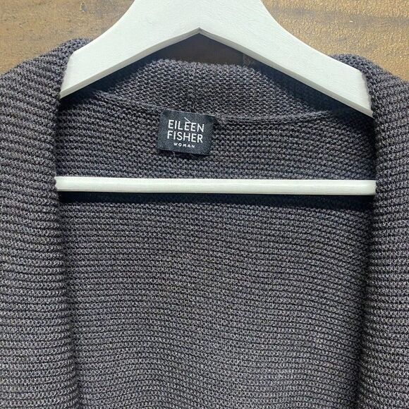 NWOT Eileen Fisher Gray open front cardigan Long Sleeve Size L - Picture 3 of 10